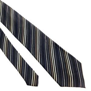 Geoffrey Beene‎ Silk Tie Gray Blue Striped Woven Wide